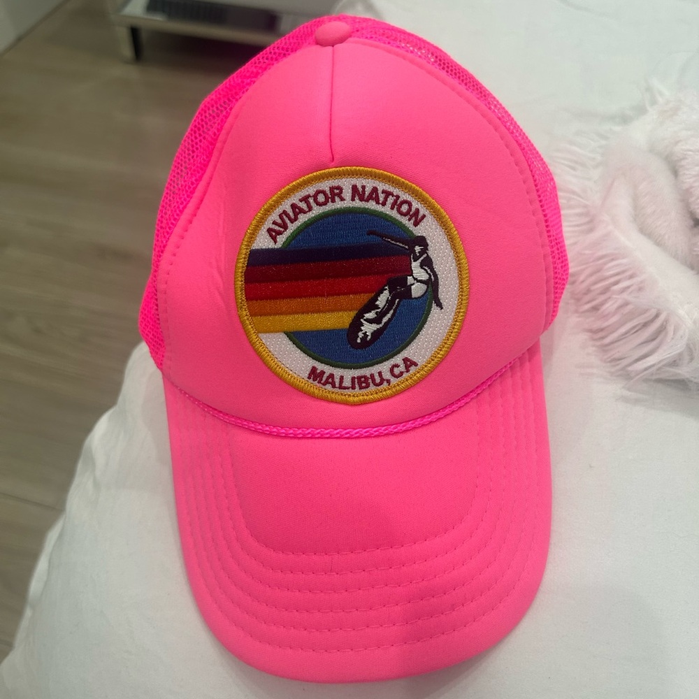 Aviator nation hot pink trucker hat